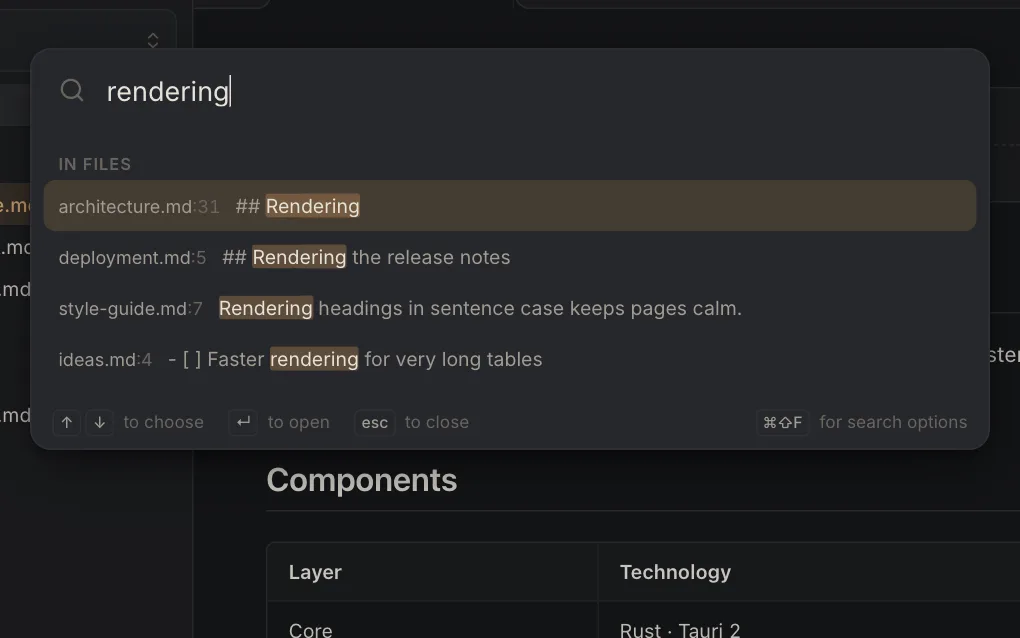 Quick search listing the lines that mention rendering across the folder's documents